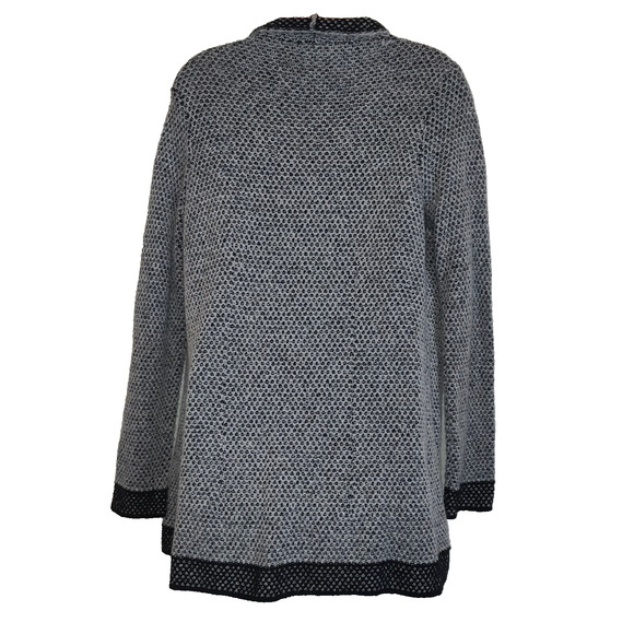 Maryline Cardigan Sweater Gray Black Medium M Wool Blend Italy Open Knit Career - Picture 5 of 10